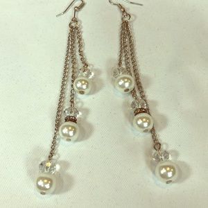 NWOT Flirty Drop Faux Pearls on Silver Tone Chains